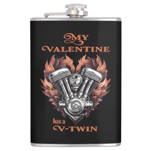 My Valentine has a V-Twin, Biker style Heupfles (Voorkant)