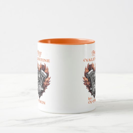 My Valentine has a V-Twin, Biker style Mok (Midden)