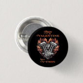 My Valentine has a V-Twin, Biker style Ronde Button 3,2 Cm (Voorkant /achterkant)