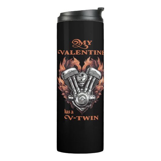 My Valentine has a V-Twin, Biker style Thermosbeker (Gedraaid links)