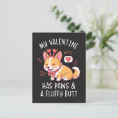 My Valentine Has Paws and a Fluffy Butt Cute Corgi Briefkaart (Staand voorkant)
