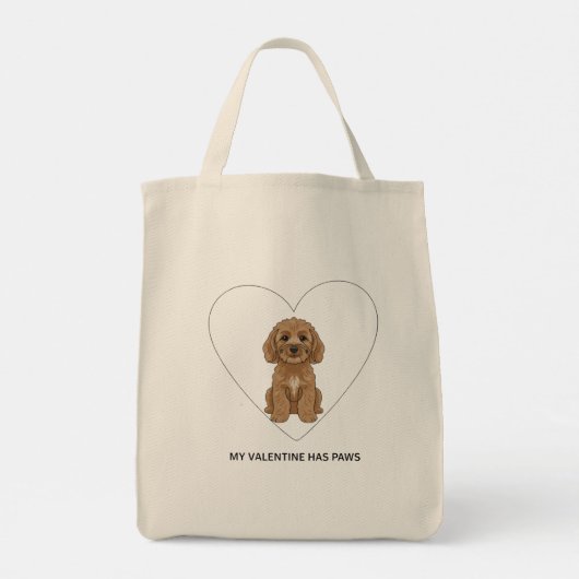 My Valentine Has Paws Cockapoo Dog Lover Tote Bag (Achterkant)