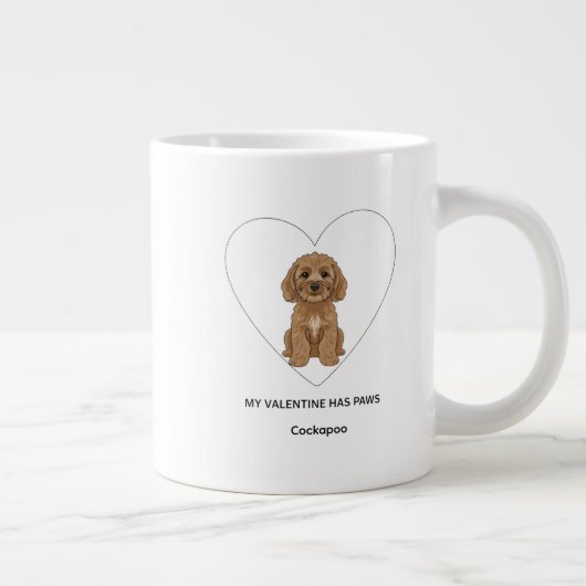 My Valentine Has Paws Cockapoo Personalise  Grote Koffiekop (Rechts)