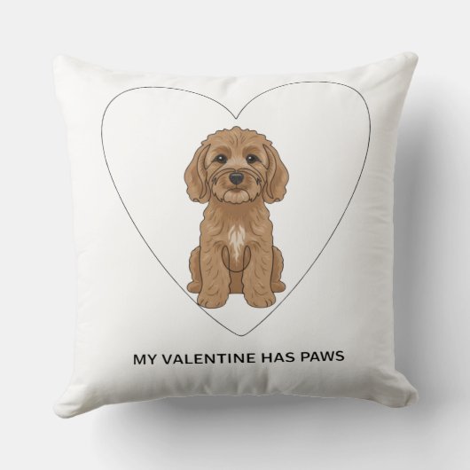 My Valentine Has Paws Cockapoo Personalise Kussen (Achterkant)