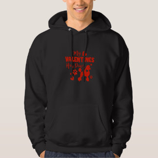 My Valentine Has Paws  Dog Poodle Hearts Hoodie