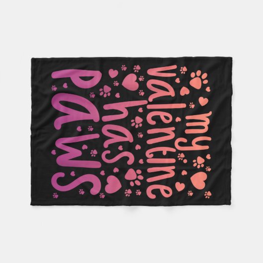 My Valentine Has Paws  Fleece Deken (Voorkant (Horizontaal))