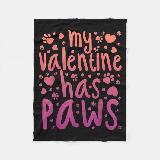 My Valentine Has Paws  Fleece Deken (Voorkant)