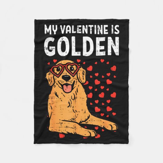 My Valentine Is Golden Retriever Valentines Day Pe Fleece Deken (Voorkant)