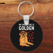 My Valentine Is Golden Retriever Valentines Day Pe Sleutelhanger (Voorkant)
