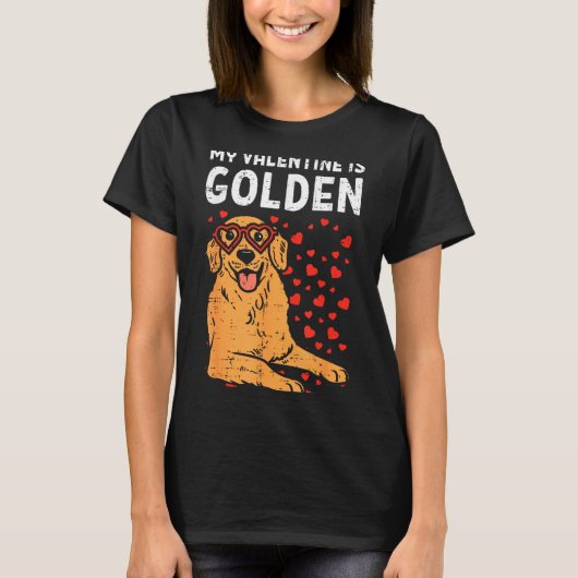 My Valentine Is Golden Retriever Valentines Day Pe T-shirt (Voorkant)
