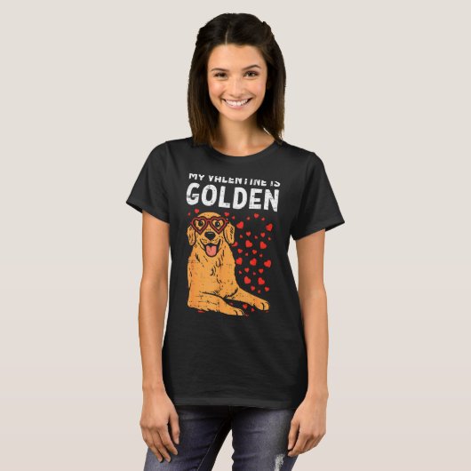 My Valentine Is Golden Retriever Valentines Day Pe T-shirt (Voorkant volledig)