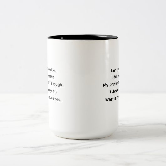 My Value Isn’t Negotiable | Power Self-Love Mug Tweekleurige Koffiemok (Center)