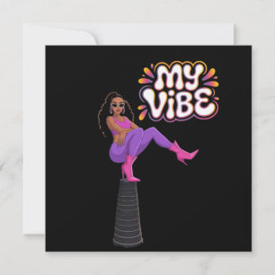 My Vibe – Funky Viral Challenge Zwart Vrouw Ontwer Kaart