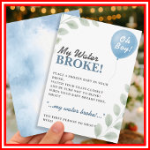 My Water Broke Baby Shower Game Balloon Eucalyptus Kaart
