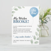 My Water Broke Baby Shower Game Balloon Eucalyptus Kaart (Staand voorkant)