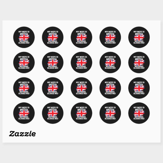My Wife Is British Funny Great Britain Flag Gift F Ronde Sticker (Vel)