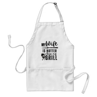 My Wife Is Hotter Than My Grill – Funny BBQ Apron  Standaard Schort