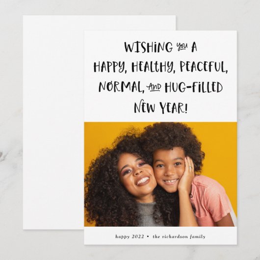 My Wish for 2022 | Photo Black Text Happy New Year Feestdagenkaart (Voorkant / Achterkant)