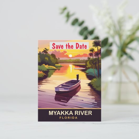 Myakka River, Florida, Reizen Briefkaart, Save The Date (Staand voorkant)