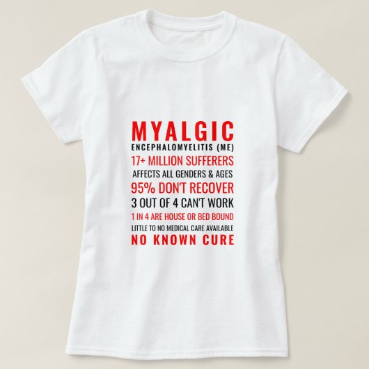 Myalgic Encephalomyelitis (ME) Stats T-shirt (Design voorkant)
