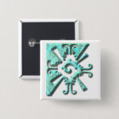Myan Hunab Ku - Turkoois Vierkante Button 5,1 Cm (Voorkant /achterkant)