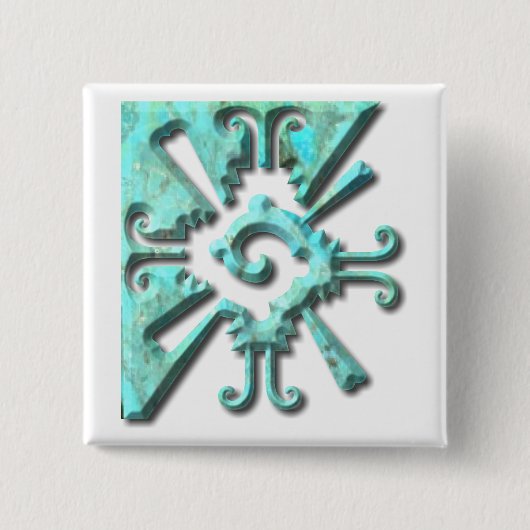 Myan Hunab Ku - Turkoois Vierkante Button 5,1 Cm (Voorkant)