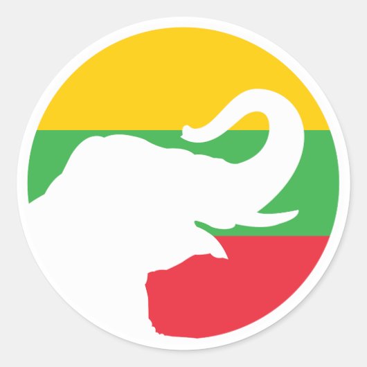 Myanmar Aziatische olifant Birmaans nationaal dier Ronde Sticker (Voorkant)