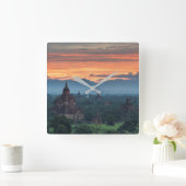 Myanmar, Bagan Sunrise Vierkante Klok (Huis)
