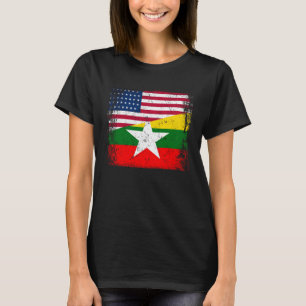 Myanmar Birma en Amerikaan met vlaggeklet T-shirt