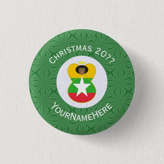 Myanmar Birma Vlag Engel Kerstmis Persoonlijk Ronde Button 3,2 Cm (Voorkant)