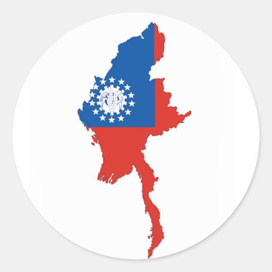 myanmar birma vlag plattegrond silhouette ronde sticker (Voorkant)