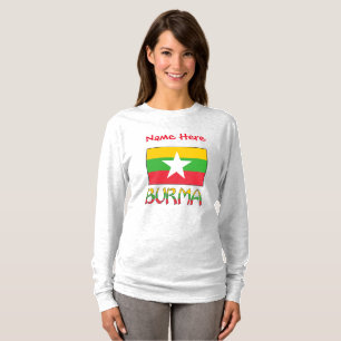 Myanmar Birma Vlag Rood Persoonlijke Dames- T-shirt