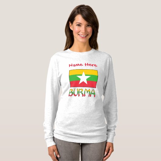 Myanmar Birma Vlag Rood Persoonlijke Dames- T-shirt (Voorkant volledig)
