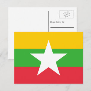 Myanmar / Birmaanse vlag, vlag van Myanmar / Birma Briefkaart