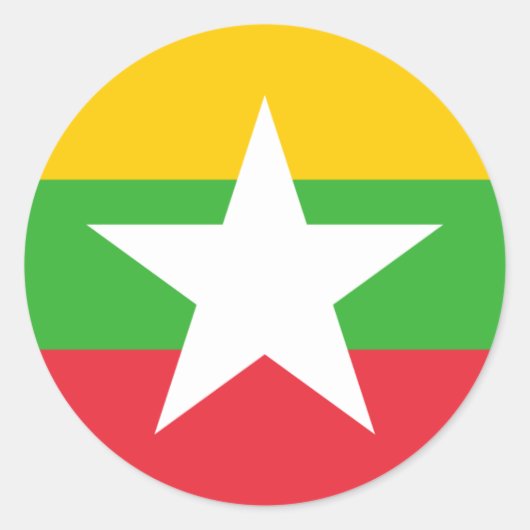 Myanmar / Birmaanse vlag, vlag van Myanmar / Birma Ronde Sticker (Voorkant)