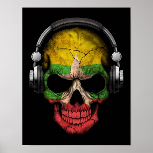  Myanmar Dj Skull met hoofdtelefoon Poster (Voorkant)