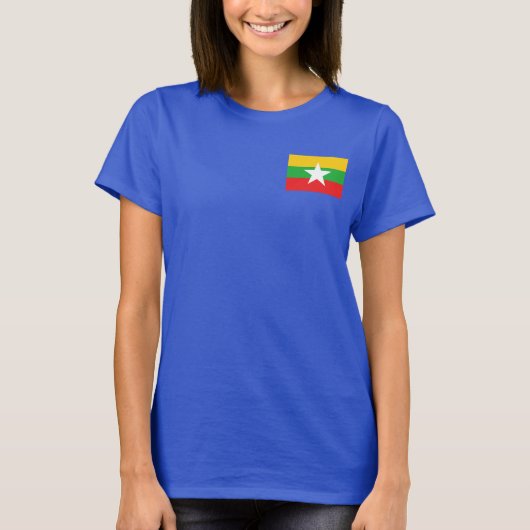 Myanmar Flag and Map Dk T-Shirt (Voorkant)