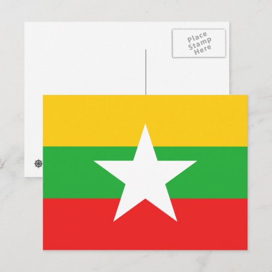 Myanmar Flag Briefkaart (Voorkant / Achterkant)