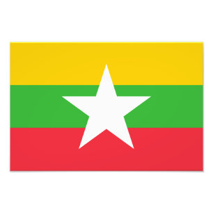 Myanmar Flag Foto Afdruk