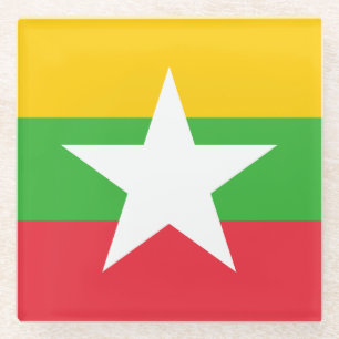 Myanmar Flag Glazen Onderzetter