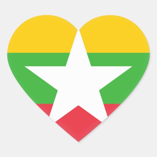 Myanmar Flag Hart Sticker (Voorkant)
