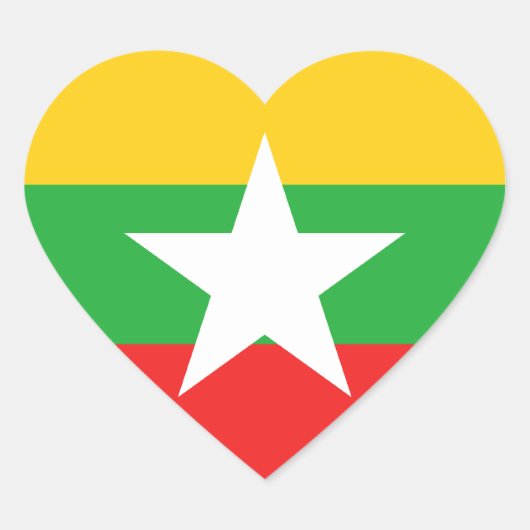Myanmar Flag Heart Sticker (Voorkant)