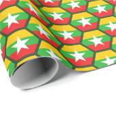 Myanmar Flag Honeycomb Wrapping Paper Cadeaupapier (Rol Hoek)