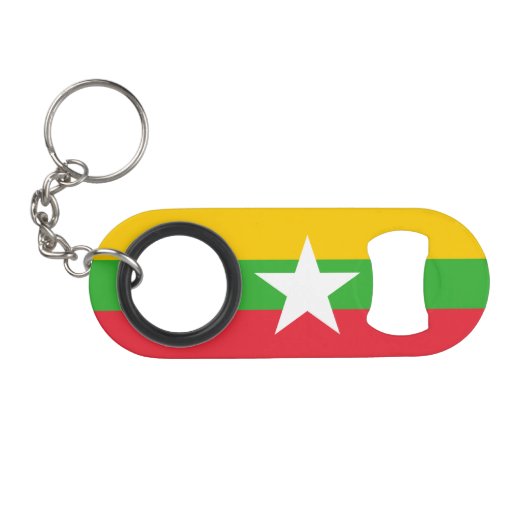 Myanmar Flag Mini Flessenopener (Voorkant (Horizontaal))