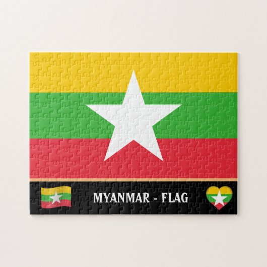 Myanmar Flag & Myanmar Country / Myanmar Legpuzzel (Horizontaal)