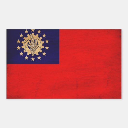 Myanmar Flag Rechthoekige Sticker (Voorkant)