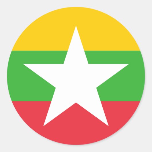 Myanmar Flag Ronde Sticker (Voorkant)
