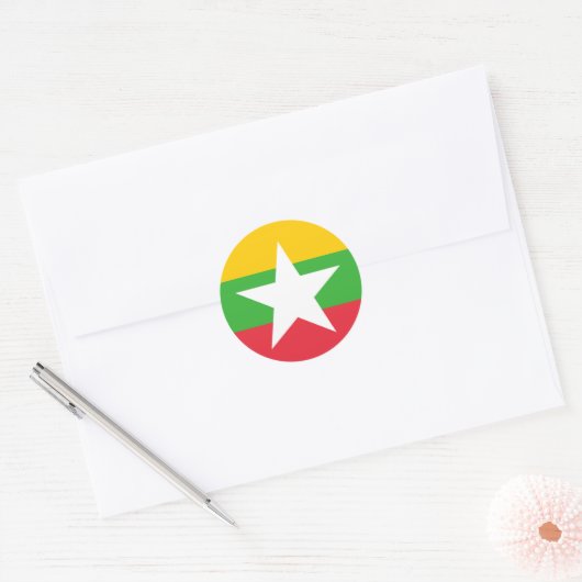 Myanmar Flag Ronde Sticker (Envelop)