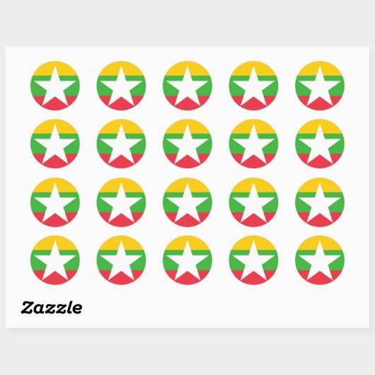 Myanmar Flag Ronde Sticker (Vel)