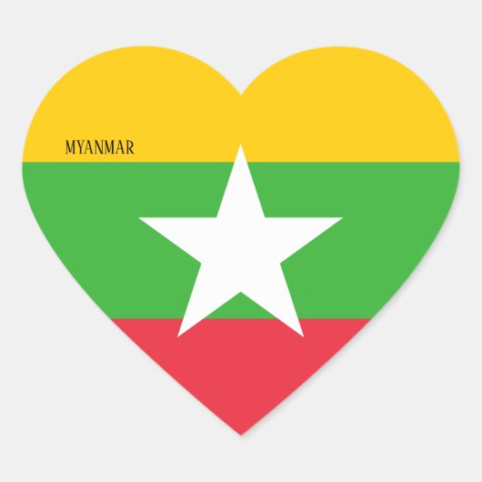 Myanmar Flag Splendid Patriotic Hart Sticker (Voorkant)